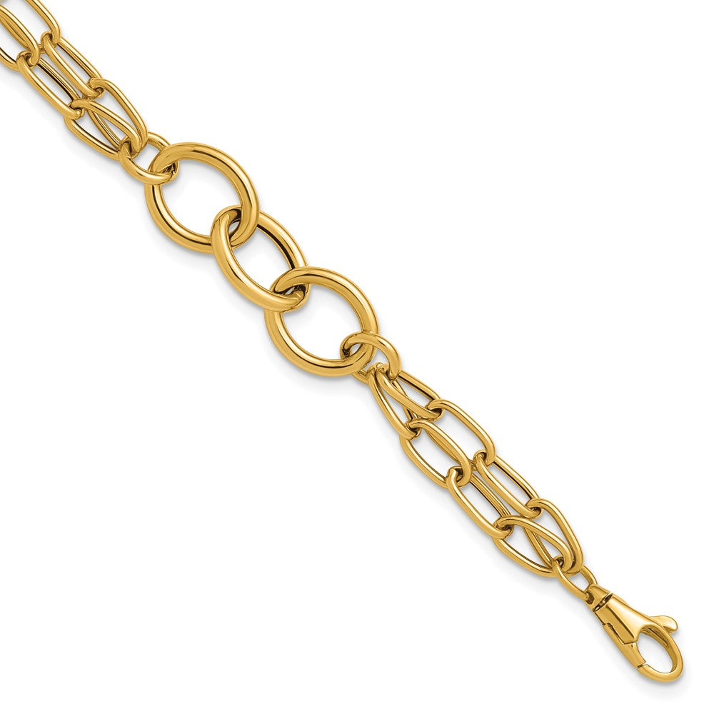 Polished Fancy 2-strand Link Bracelet 7.5"