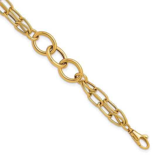 Polished Fancy 2-strand Link Bracelet 7.5"