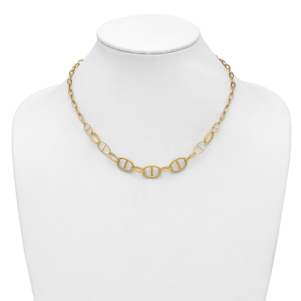 Polished and Diamond cut Fancy Link Necklace 18"