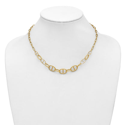 Polished and Diamond cut Fancy Link Necklace 18"