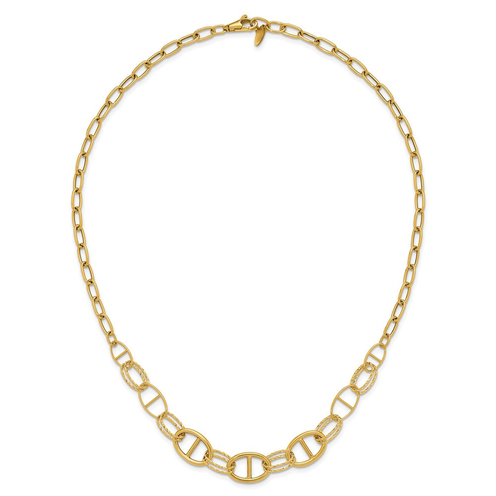 Polished and Diamond cut Fancy Link Necklace 18"