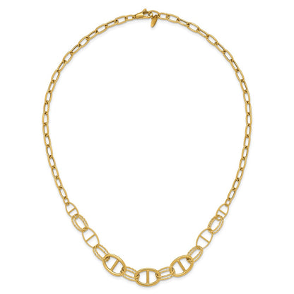 Polished and Diamond cut Fancy Link Necklace 18"