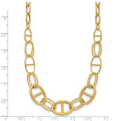 Polished and Diamond cut Fancy Link Necklace 18"