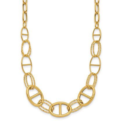 Polished and Diamond cut Fancy Link Necklace 18"
