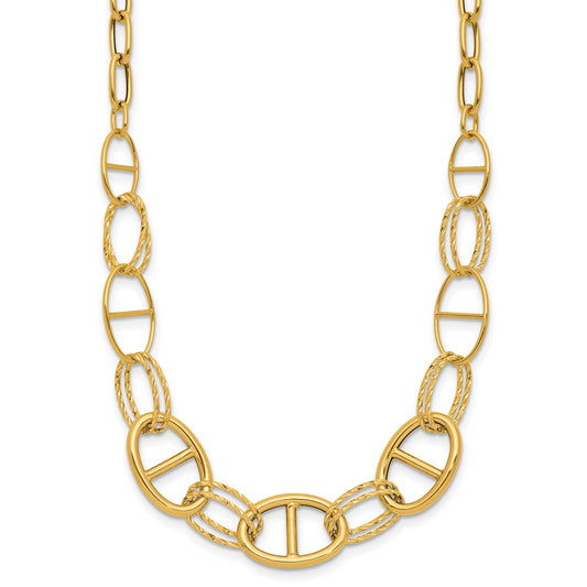 Polished and Diamond cut Fancy Link Necklace 18"