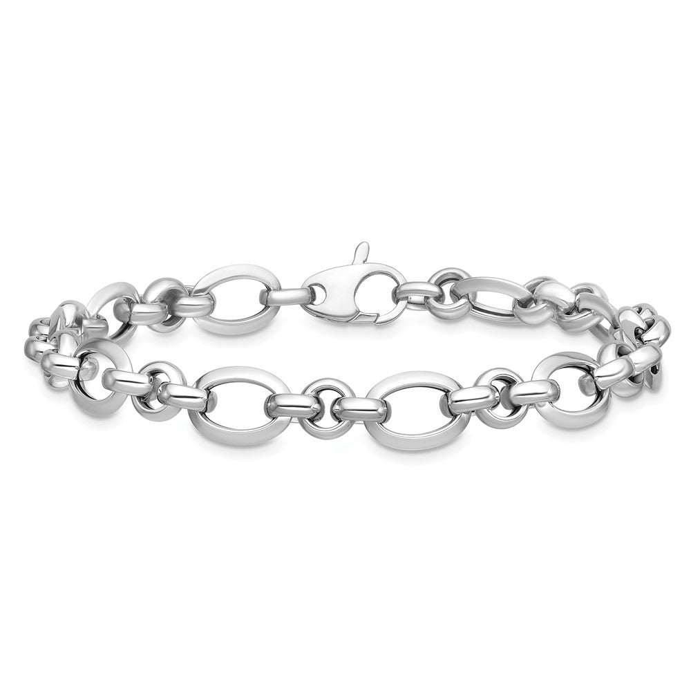 Polished Bracelet 7.5" - White Gold