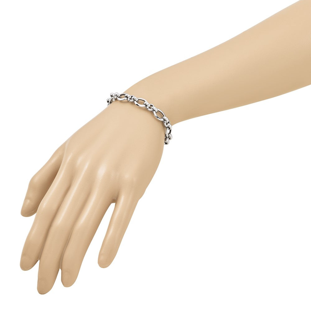 Polished Bracelet 7.5" - White Gold