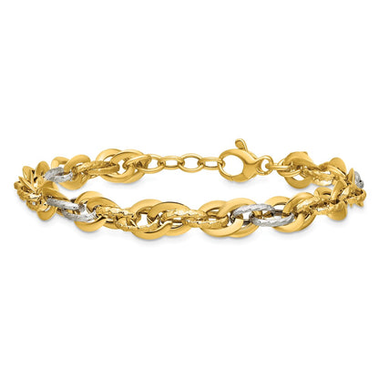 Polished D/C Fancy Link Bracelet 8"