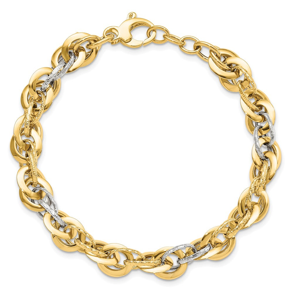 Polished D/C Fancy Link Bracelet 8"