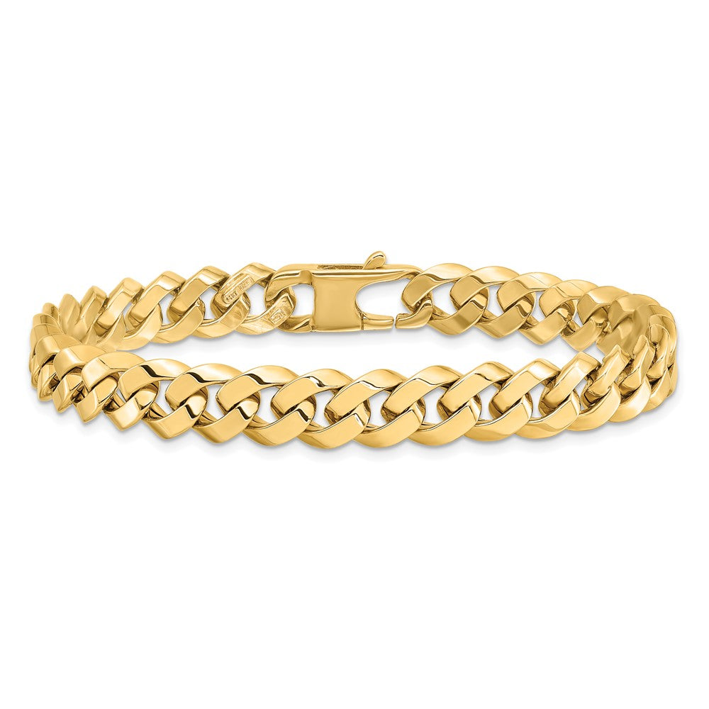 8.5mm Beveled Curb Bracelet 8" - Yellow Gold