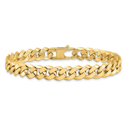 8.5mm Beveled Curb Bracelet 8" - Yellow Gold