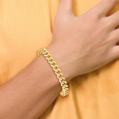 8.5mm Beveled Curb Bracelet 8" - Yellow Gold