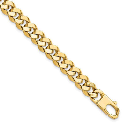 8.5mm Beveled Curb Bracelet 8" - Yellow Gold