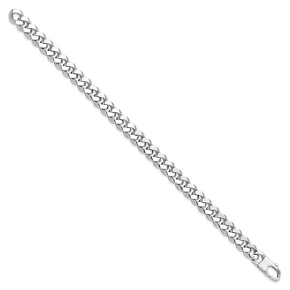 8.5mm Beveled Curb Bracelet 8" - White Gold