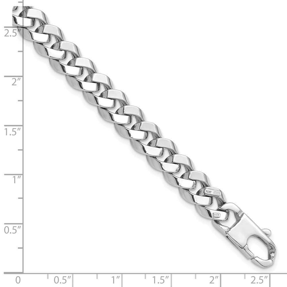 8.5mm Beveled Curb Bracelet 8" - White Gold