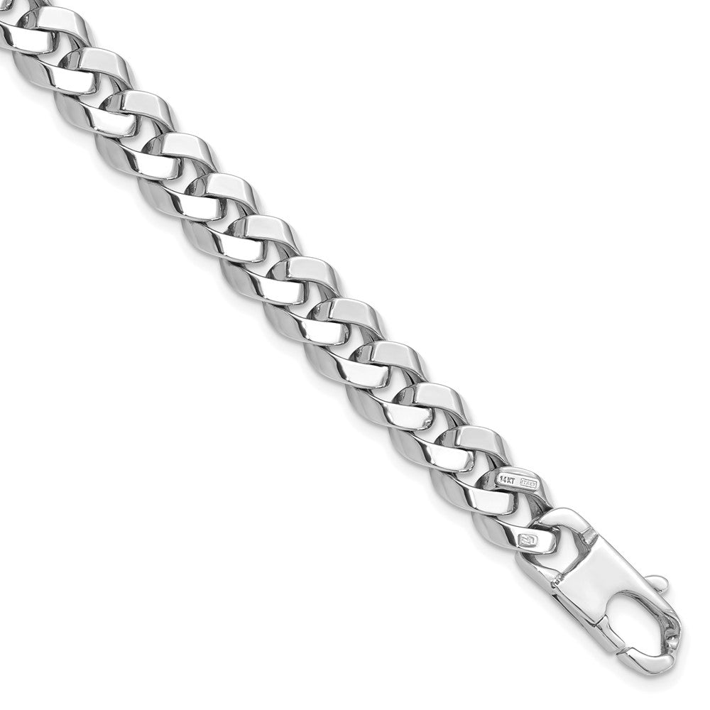 8.5mm Beveled Curb Bracelet 8" - White Gold
