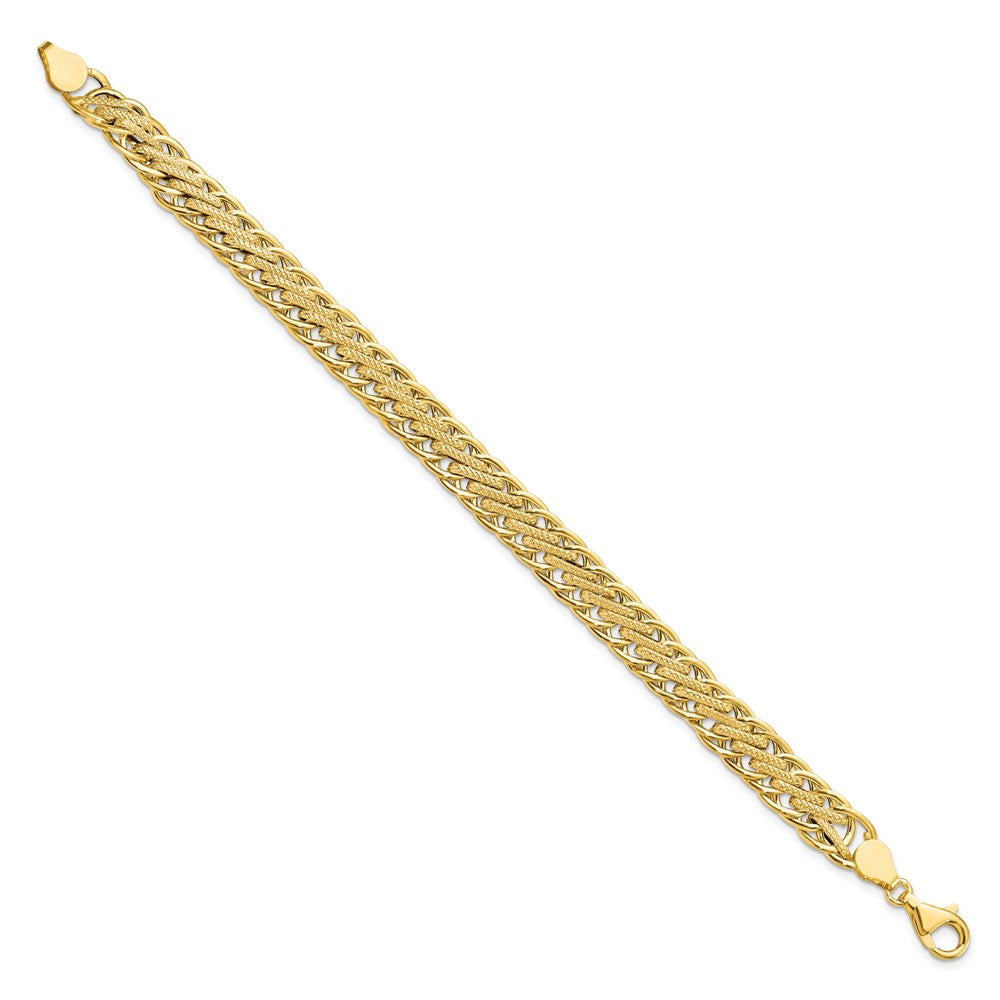 Polished and Textured Fancy Link Bracelet 7.75" - 4.96g