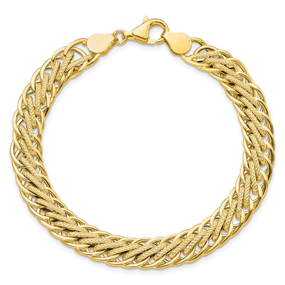 Polished and Textured Fancy Link Bracelet 7.75" - 4.96g