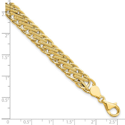 Polished and Textured Fancy Link Bracelet 7.75" - 4.96g