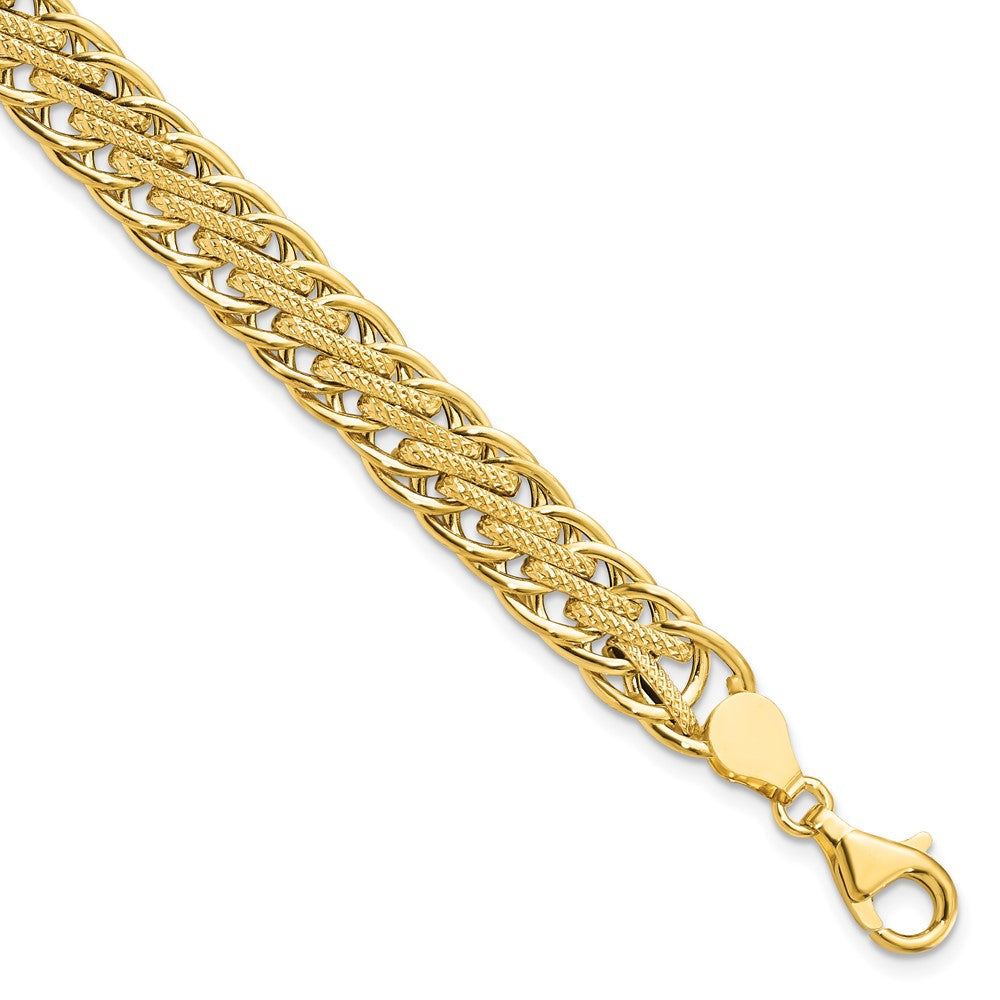 Polished and Textured Fancy Link Bracelet 7.75" - 4.96g