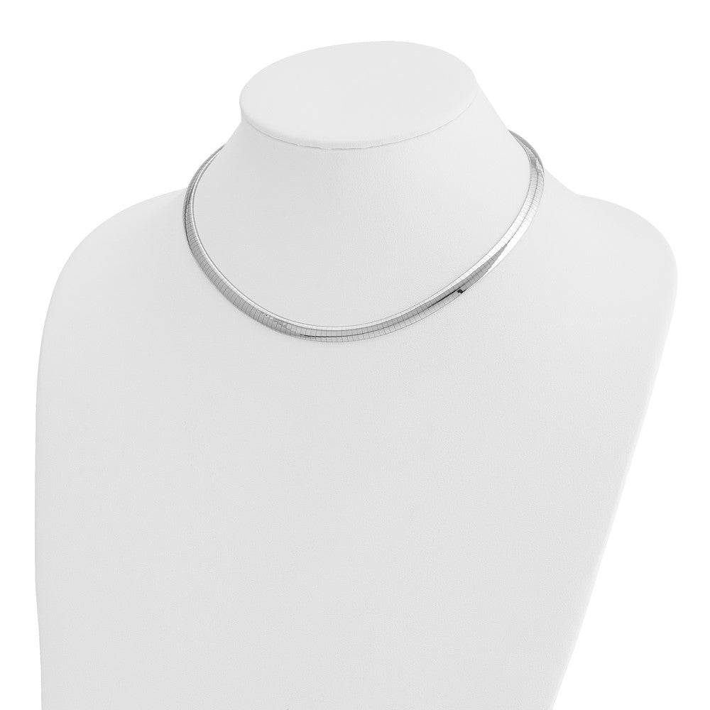 6mm Domed Omega Necklace - White Gold