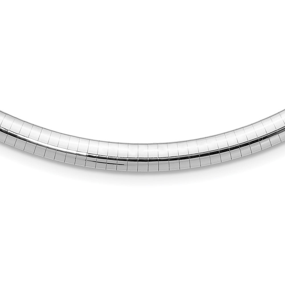 6mm Domed Omega Necklace - White Gold