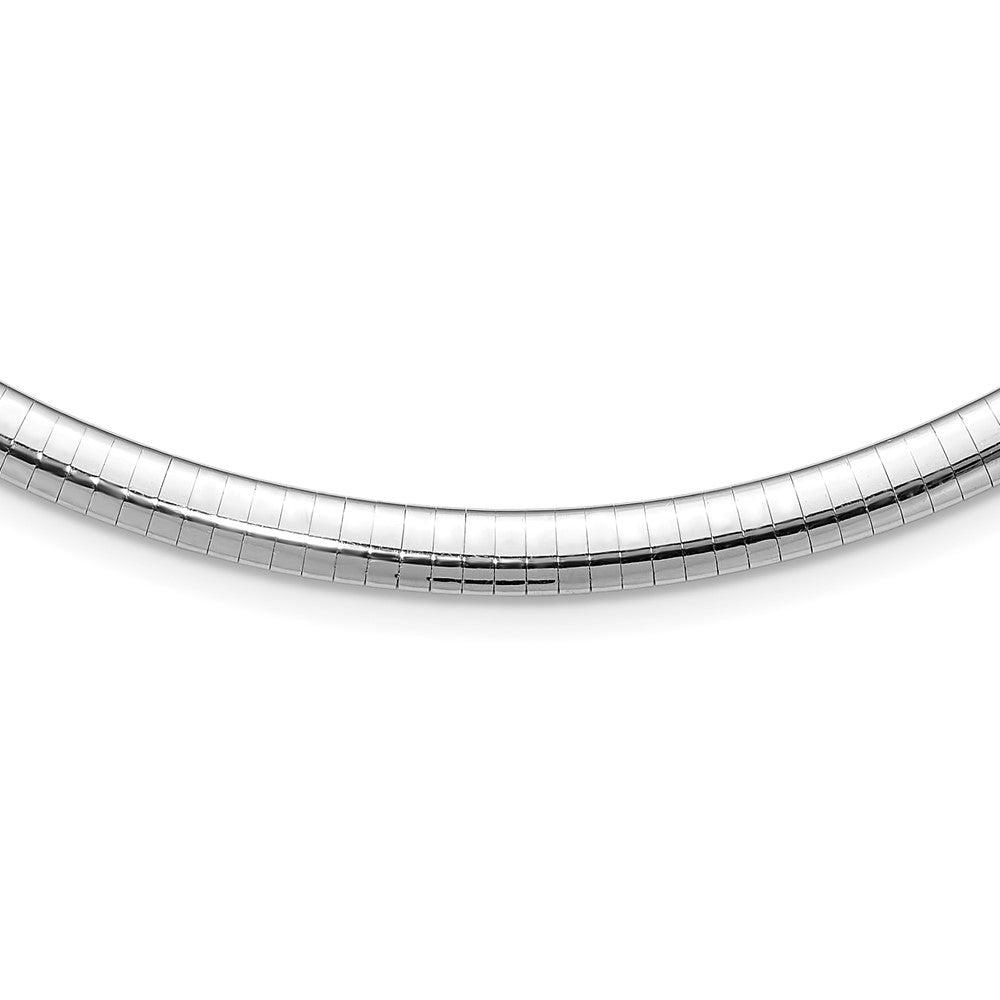 6mm Domed Omega Necklace - White Gold