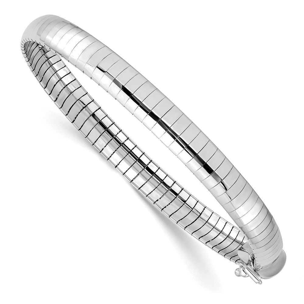 6mm Domed Omega Bracelet 7" - White Gold