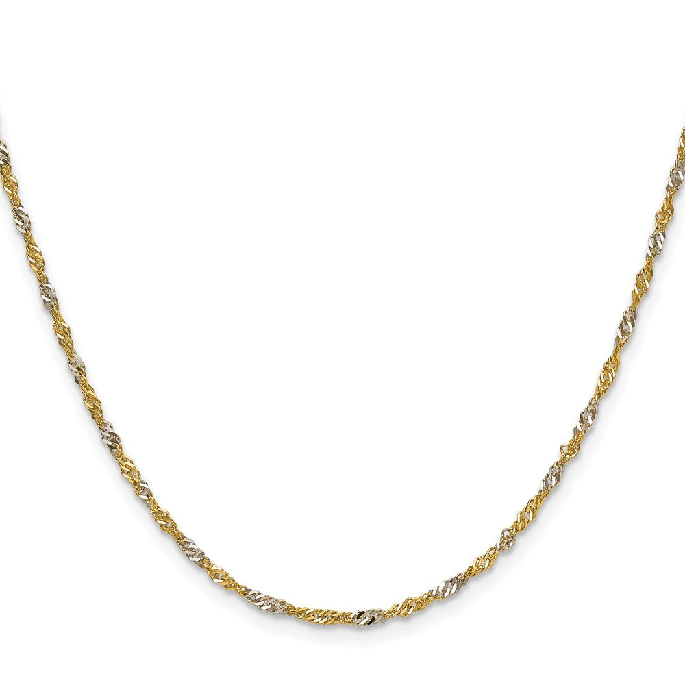 1.9mm Singapore Chain - Yellow Gold with Rhodium