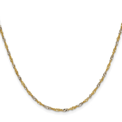 1.9mm Singapore Chain - Yellow Gold with Rhodium