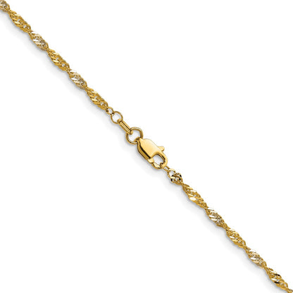 1.9mm Singapore Chain - Yellow Gold with Rhodium