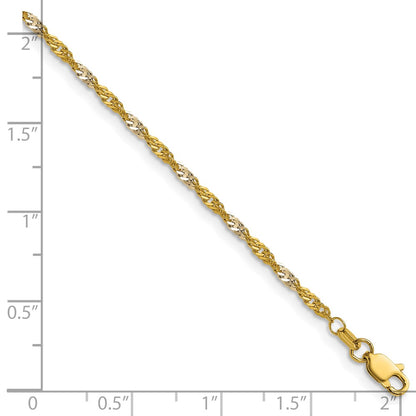 1.9mm Singapore Chain - Yellow Gold with Rhodium