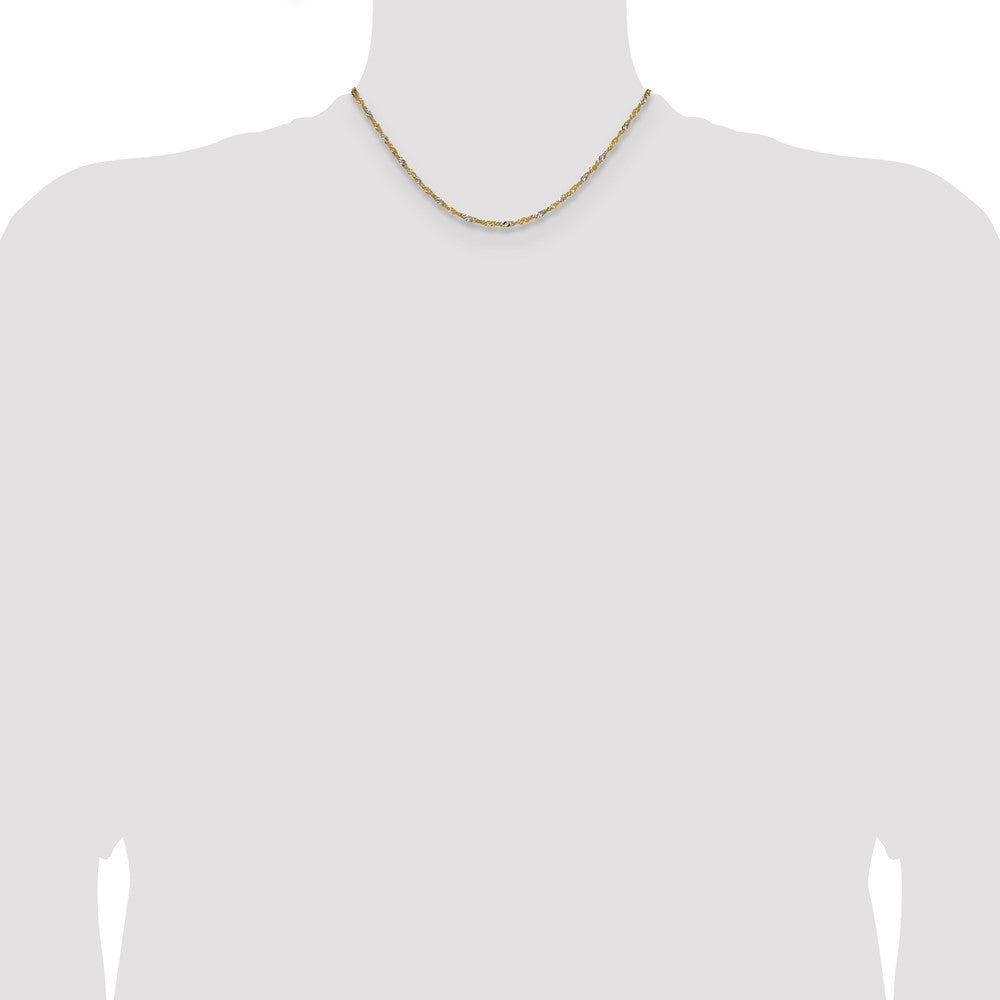 1.9mm Singapore Chain - Yellow Gold with Rhodium