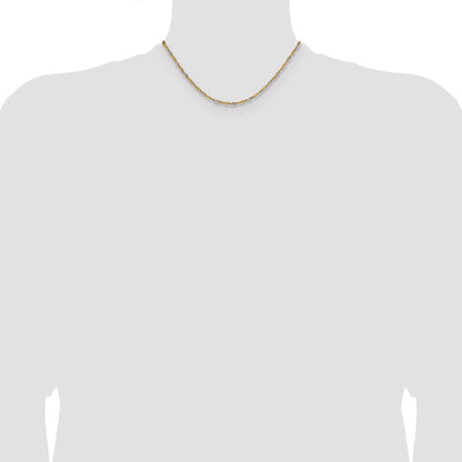 1.9mm Singapore Chain - Yellow Gold with Rhodium