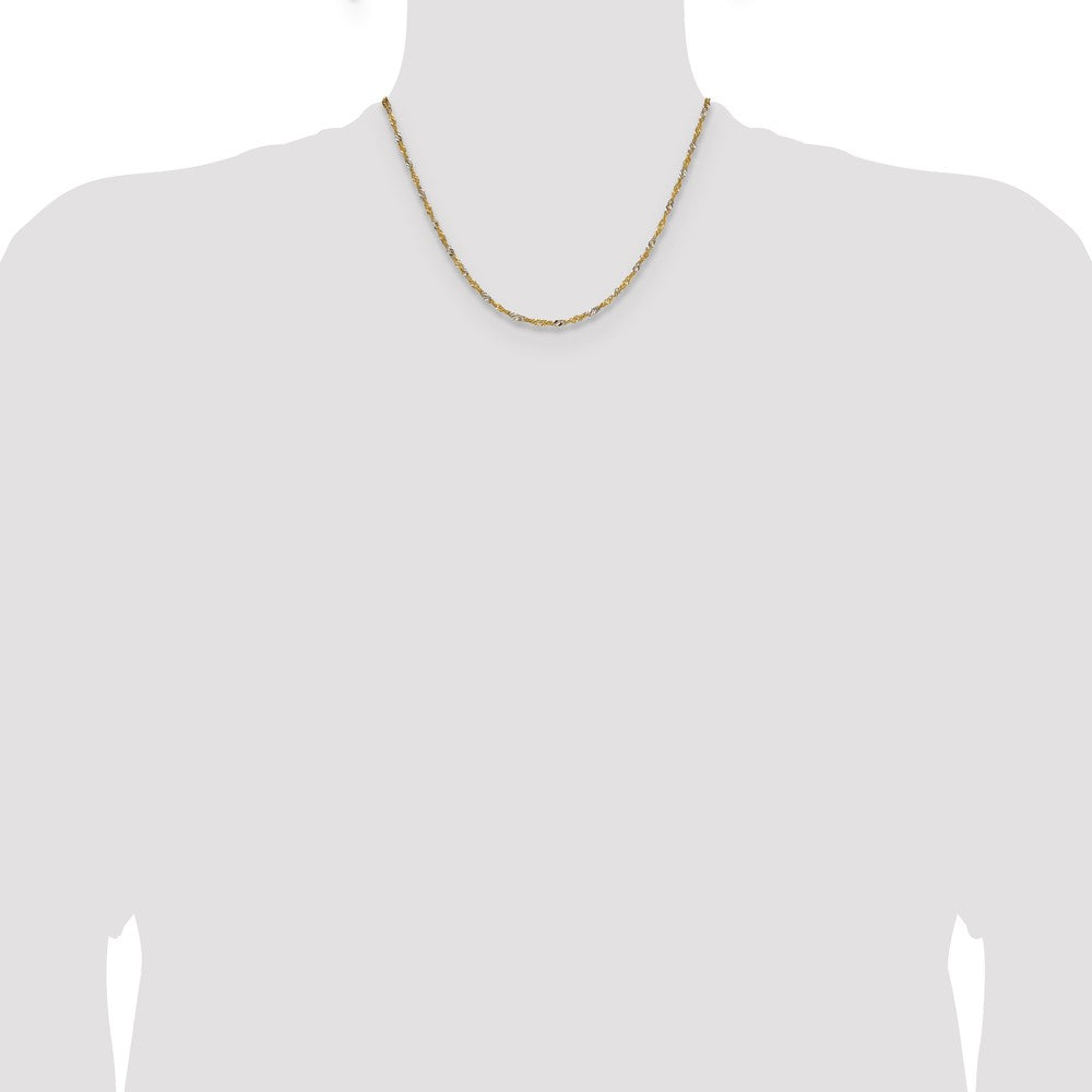 1.9mm Singapore Chain - Yellow Gold with Rhodium