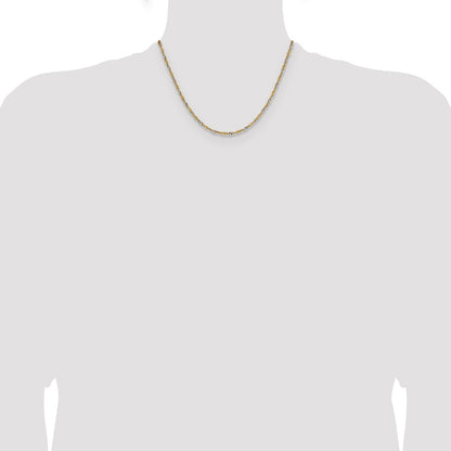 1.9mm Singapore Chain - Yellow Gold with Rhodium