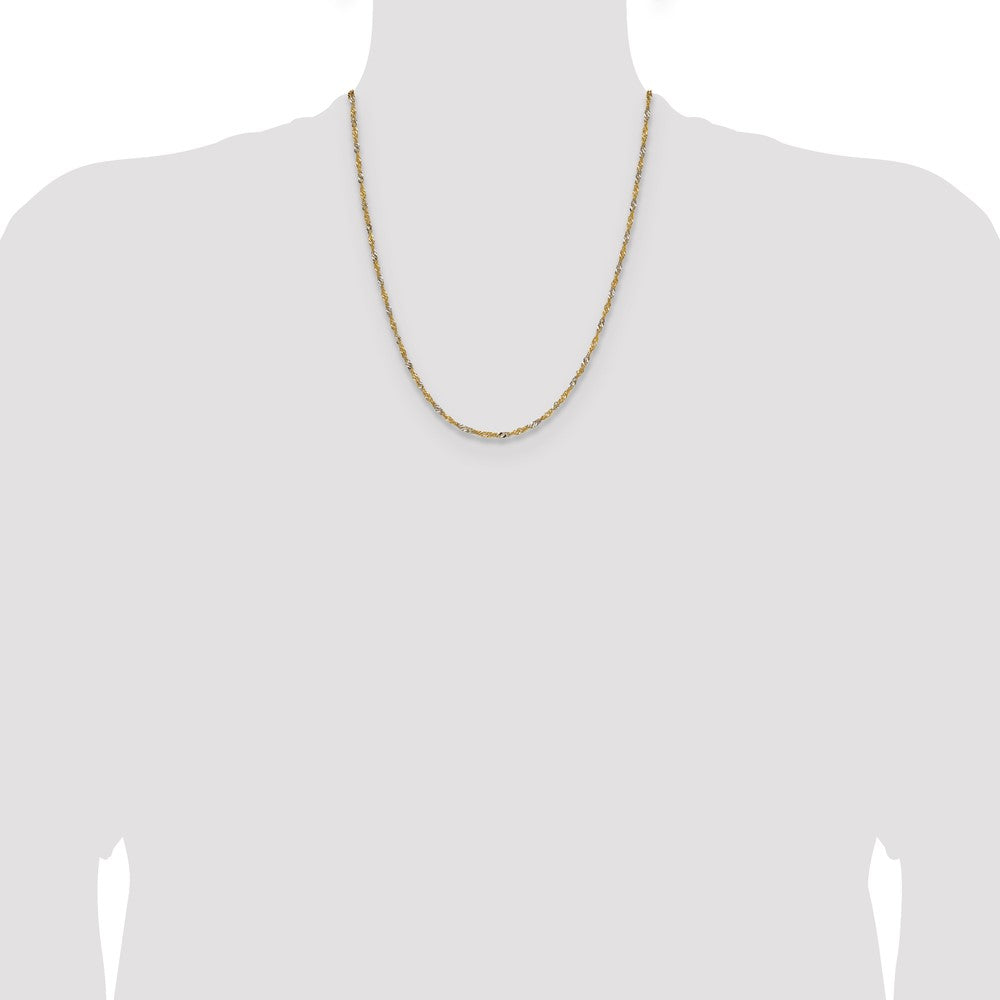 1.9mm Singapore Chain - Yellow Gold with Rhodium