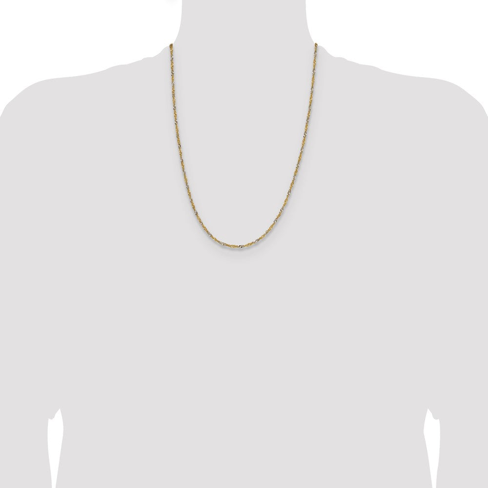 1.9mm Singapore Chain - Yellow Gold with Rhodium