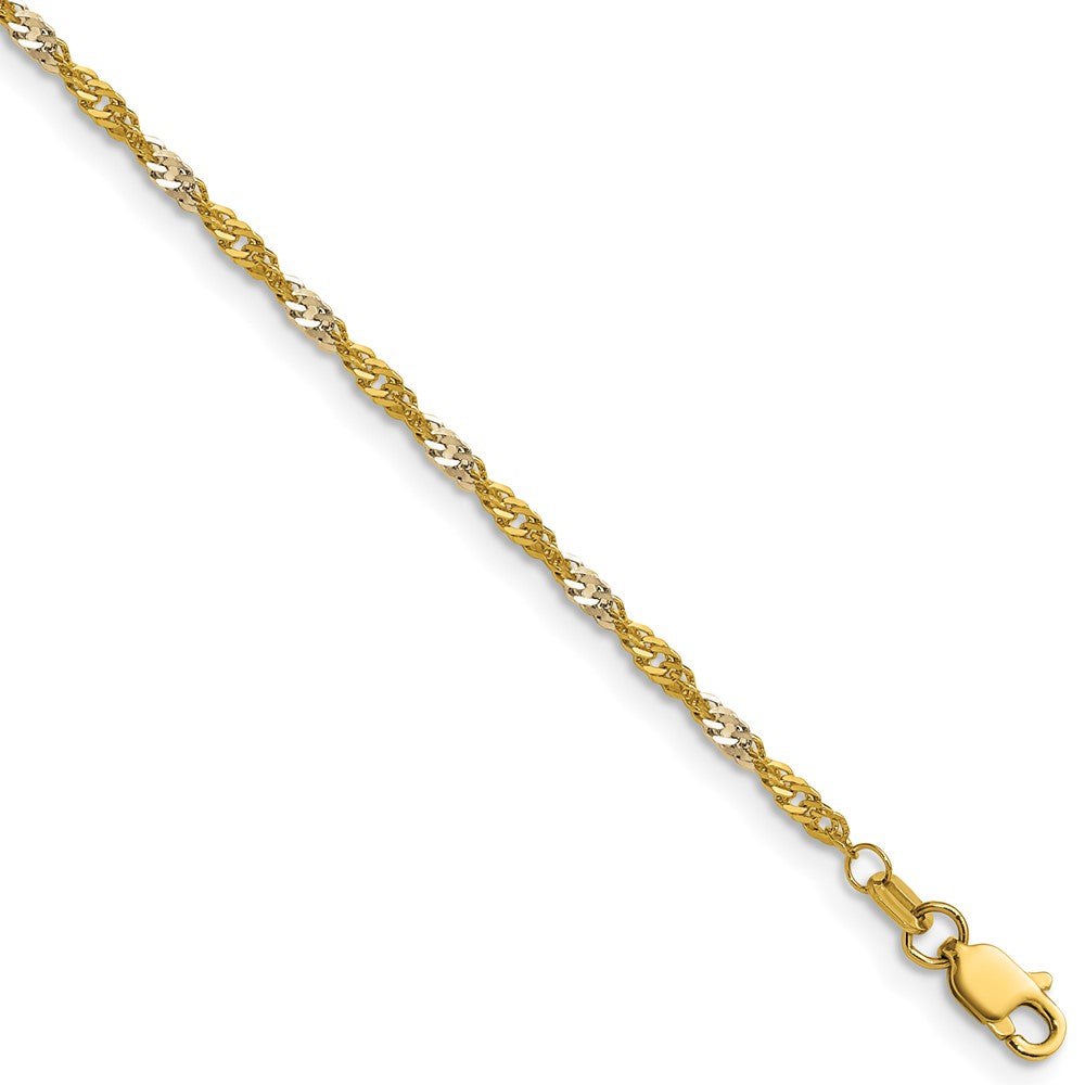 1.9mm Singapore Chain - Yellow Gold with Rhodium