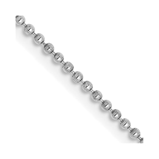 1.2mm D/C Beaded Pendant Chain - White Gold