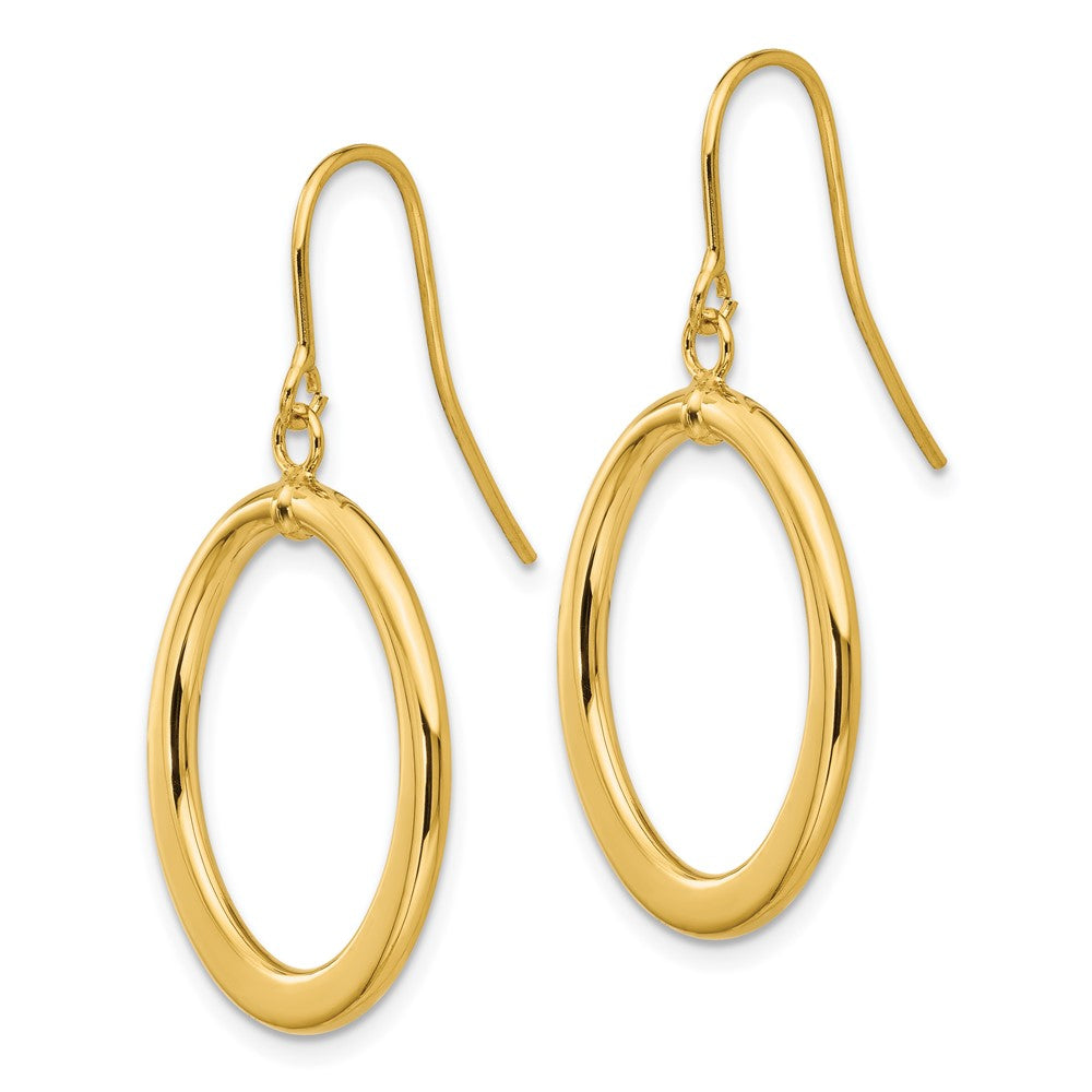 Polished Tapered Flat Oval Dangle Earrings