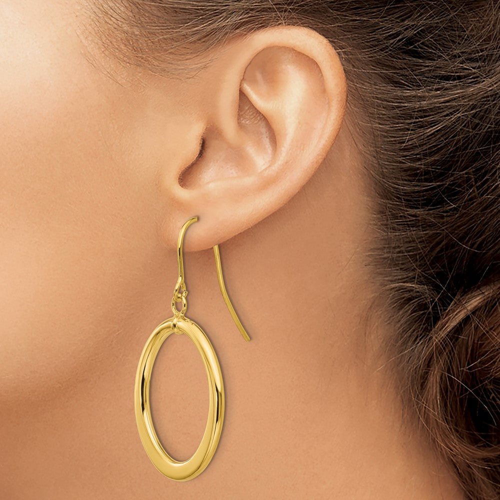 Polished Tapered Flat Oval Dangle Earrings