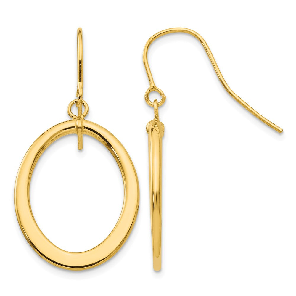 Polished Tapered Flat Oval Dangle Earrings