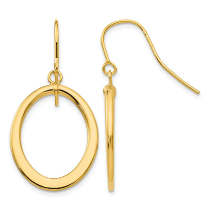 Polished Tapered Flat Oval Dangle Earrings