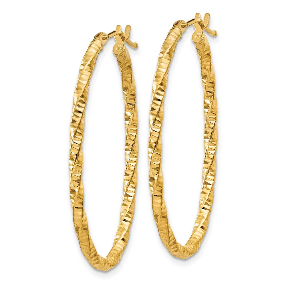 2mm Diamond-cut Oval Hoop Earrings