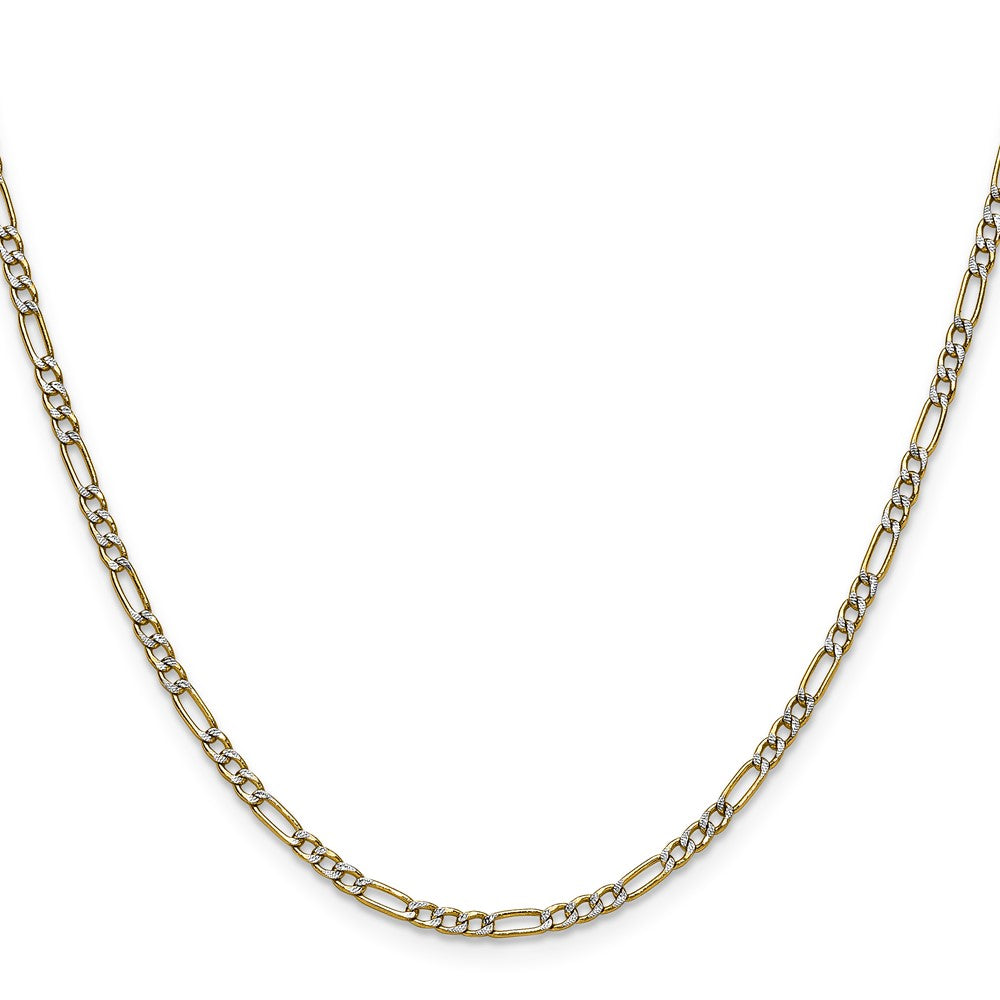 2.3mm Semi-solid with Rhodium Pavé Figaro Chain