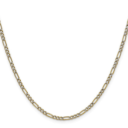 2.3mm Semi-solid with Rhodium Pavé Figaro Chain