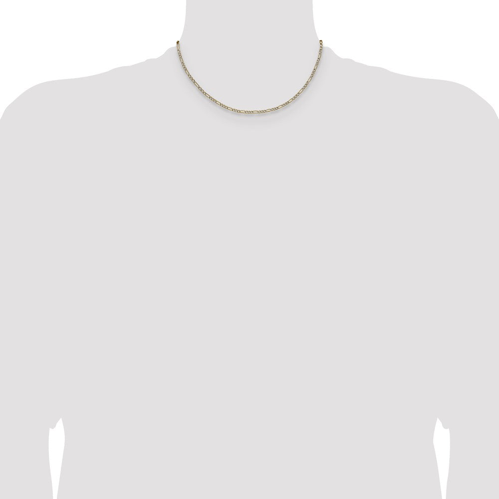 2.3mm Semi-solid with Rhodium Pavé Figaro Chain