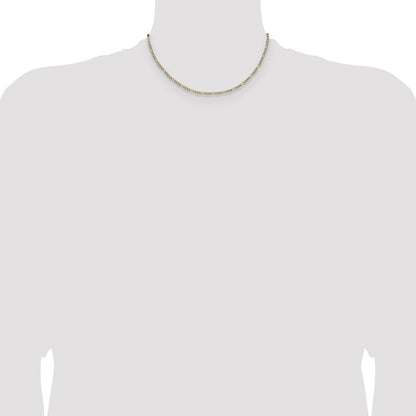 2.3mm Semi-solid with Rhodium Pavé Figaro Chain