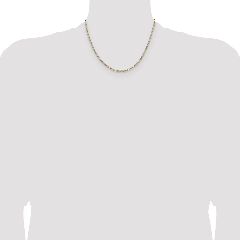2.3mm Semi-solid with Rhodium Pavé Figaro Chain